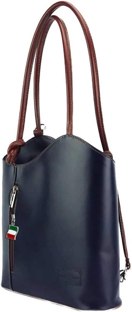 Florence 2in1 Damen Schultertasche Rucksack dunkelblau Leder 29x9x28 cm OTF106M Leder Schultertasche