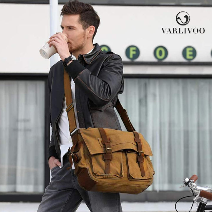VARLIVOO Umhängetasche für Herren Schultertaschen 14" Zoll Laptoptaschen Messenger Bags Kuriertasche