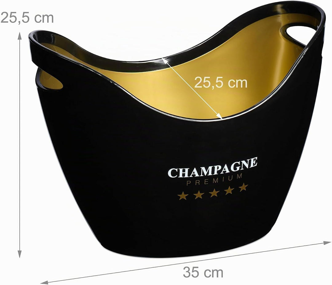 Relaxdays Sektkühler, Flaschenkühler, 8l Volumen, Getränke kühlen, Champagnerkühler HxBxT: 25,5x35x2