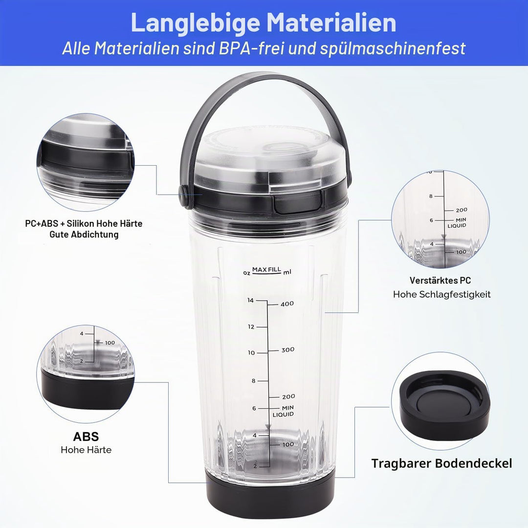 Ersatz-Mixerbecher mit Deckel für Ninja Blast Portable Blender BC100 & BC151 Serie: 510.3 g Blender