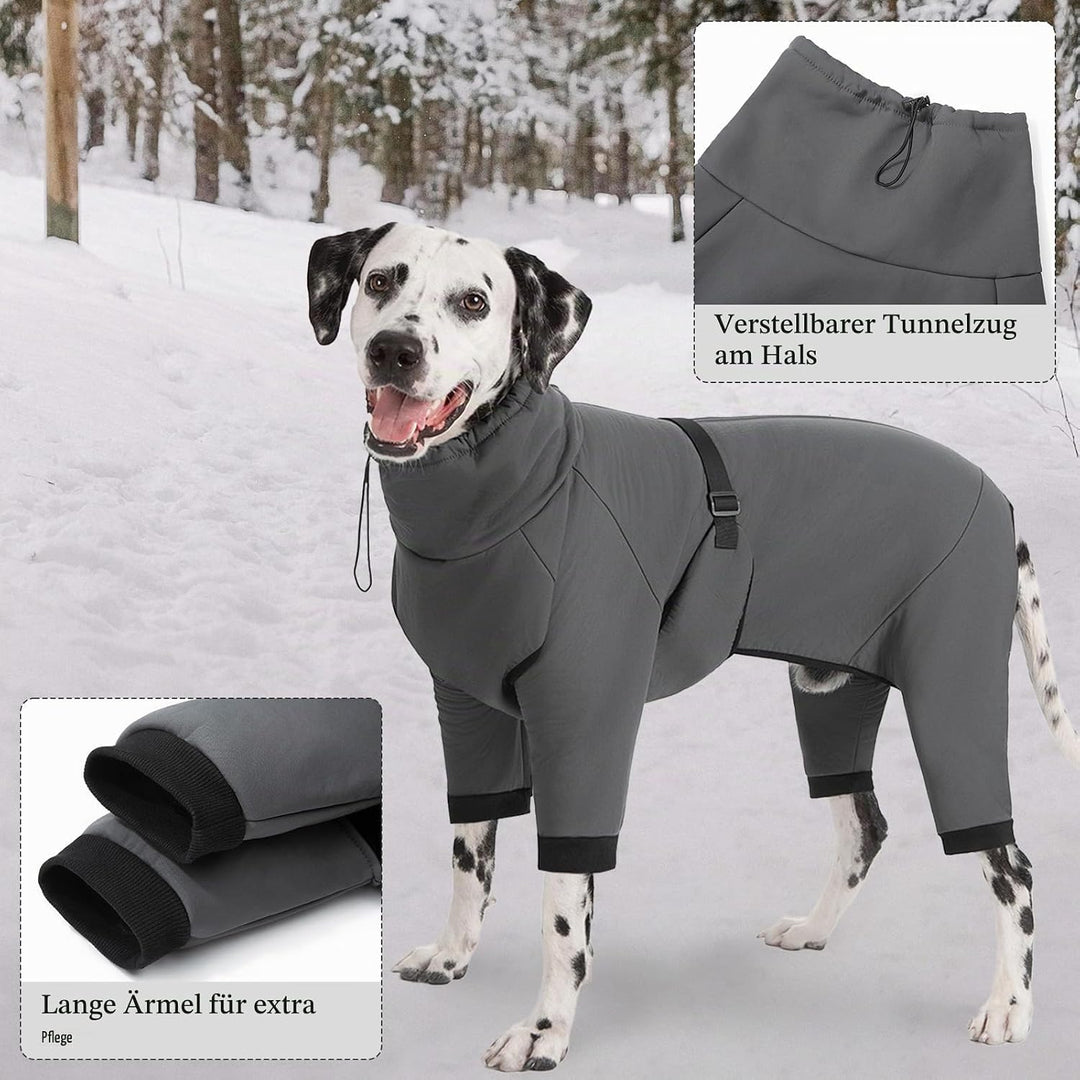 Hundemantel Wasserdicht Warm mit Beinen Hundejacke Winter Reflektierend Reissverschluss Hundemantel