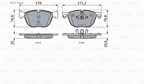 Bosch BP1109 Bremsbeläge - Vorderachse - ECE-R90 Zertifizierung - vier Bremsbeläge pro Set