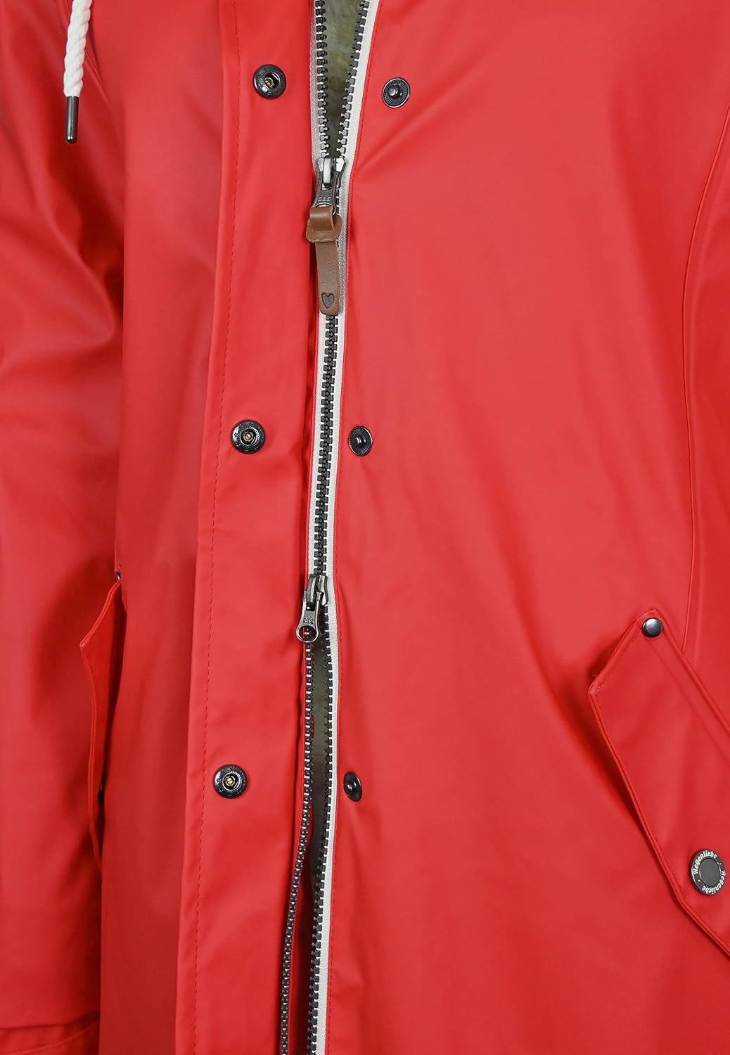 Regenliebe Damen Regenmantel wasserdicht Friesennerz mit Teddyfleece gefüttert 38 Rot, 38 Rot