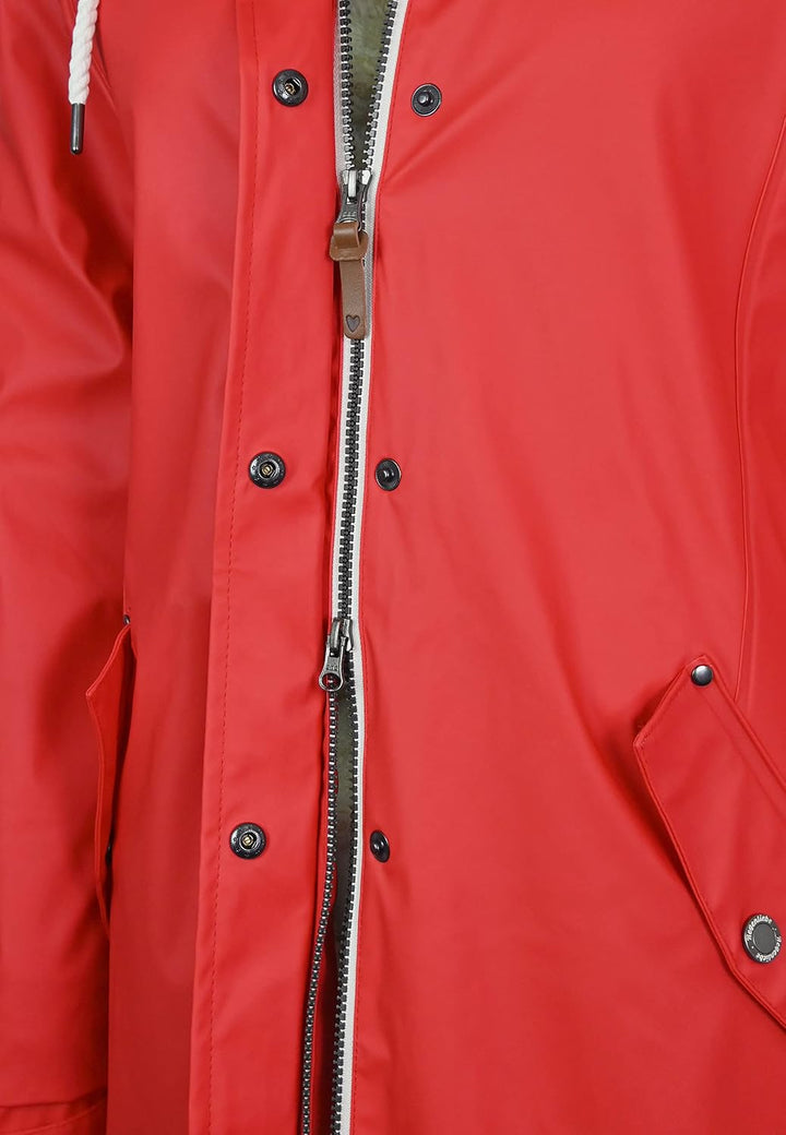Regenliebe Damen Regenmantel wasserdicht Friesennerz mit Teddyfleece gefüttert 38 Rot, 38 Rot