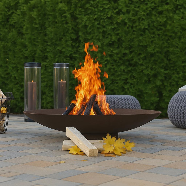 Feuerschale 100 cm gross aus Cortenstahl 2,5 mm Feuerstelle rund Metall Feuer Schale für den Garten