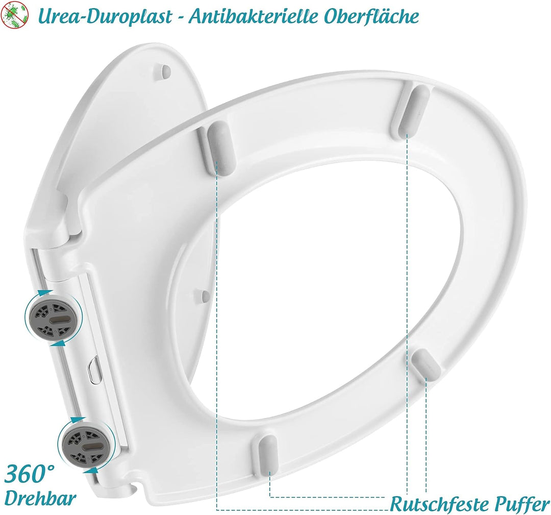 WC Sitz mit Absenkautomatik, Oval Toilettendeckel Abnehmbar Einfache Montage und Sauber, Universelle