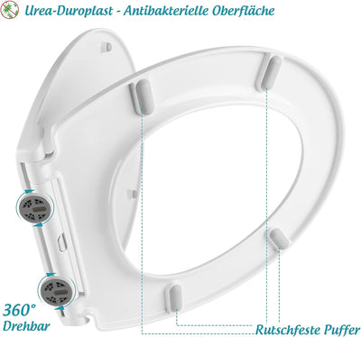Homewit Toilettendeckel WC Sitz mit Absenkautomatik, abnehmbar Oval universal WC Deckel Klodeckel To
