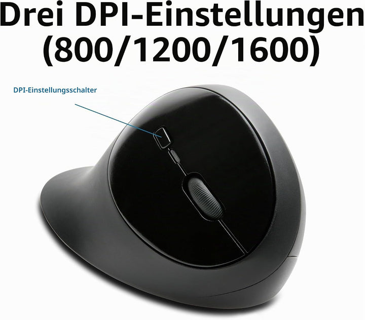 Kensington Kabellose ergonomische Maus, Wireless Pro Fit Ergo Computermaus für Laptop, Desktop, PC u