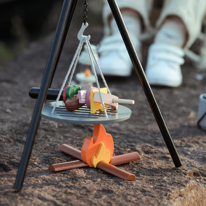 UMU® Camping Spielset für Kinder aus Holz mit Lagerfeuer, Laterne, Messer, Beil u. v. m., Abenteuer