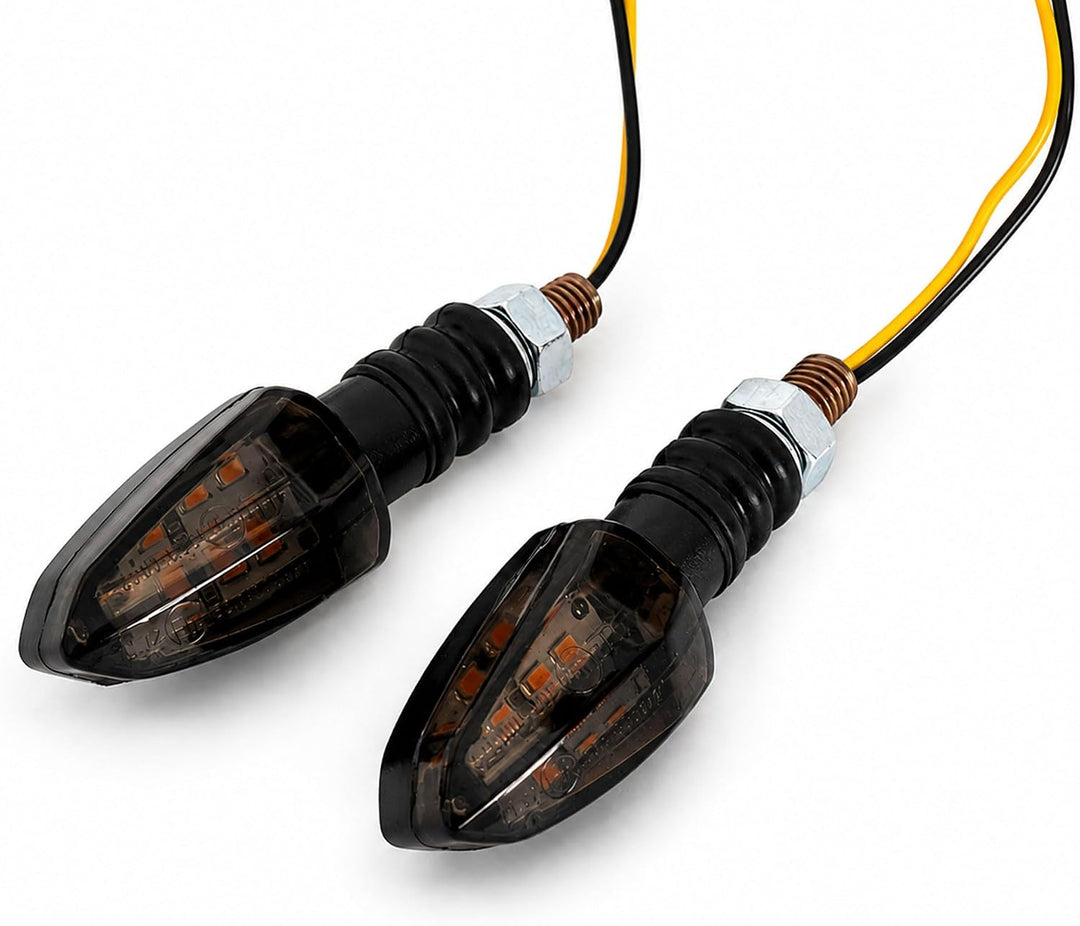 Germany Motorsports LED Motorrad Mini Blinker Wizzard Schwarz kurz universal 12V e-geprüft vorn hint