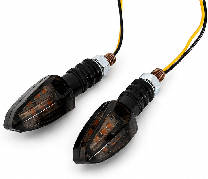 Germany Motorsports LED Motorrad Mini Blinker Wizzard Schwarz kurz universal 12V e-geprüft vorn hint