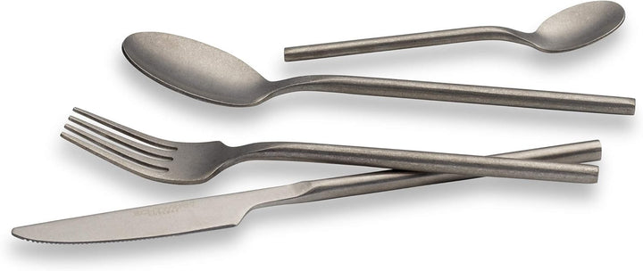 ECHTWERK Tafelbesteck Malou, Stonewashed silber, 16-teilig, Essbesteck für bis zu 4 Personen, Hochwe