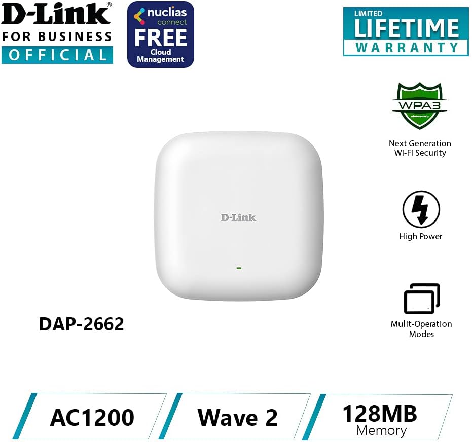 D-Link DAP-2662 Wireless AC1200 Wave 2 Dualband PoE Access Point (bis zu 1200Mbit/s, WiFi4U Ready, N