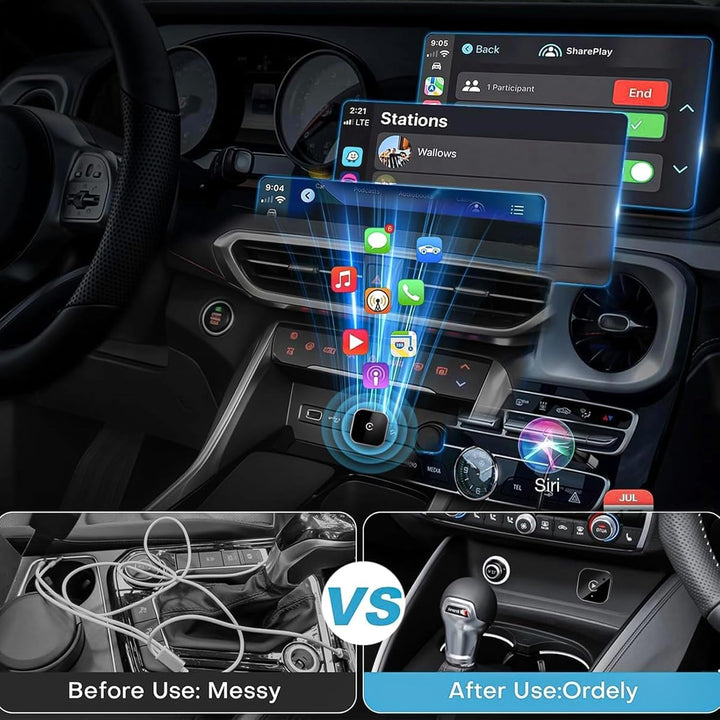 Wireless CarPlay Adapter,2 In 1 Wireless CarPlay für iOS und Android Auto,2025 Verbesserte Konvertit