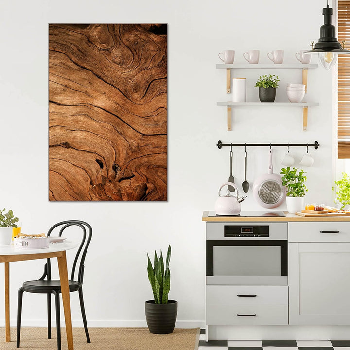 banjado® Glas Magnettafel mit 4 Magneten - Magnetwand 50x75cm mit Motiv Trockenes Holz - Memoboard/P
