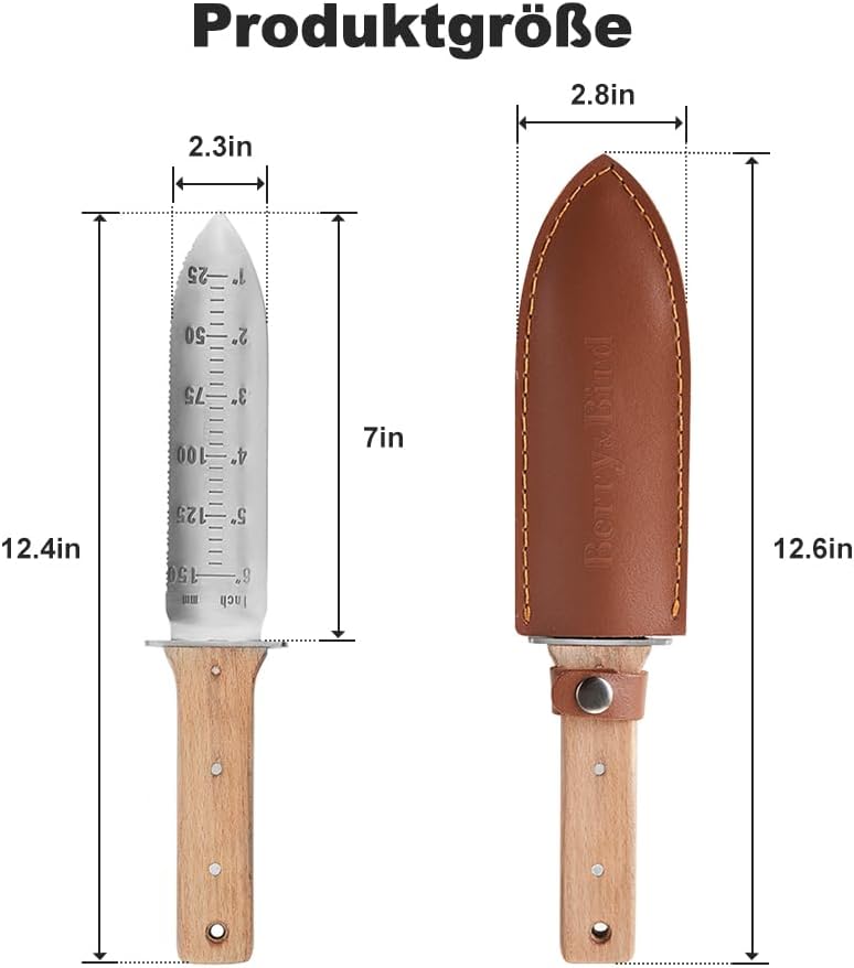 Berry&Bird Hori-Hori Gartenmesser, Boden Schaufel Barebones 177.8mm gezackte Klinge Pruner zu entfer