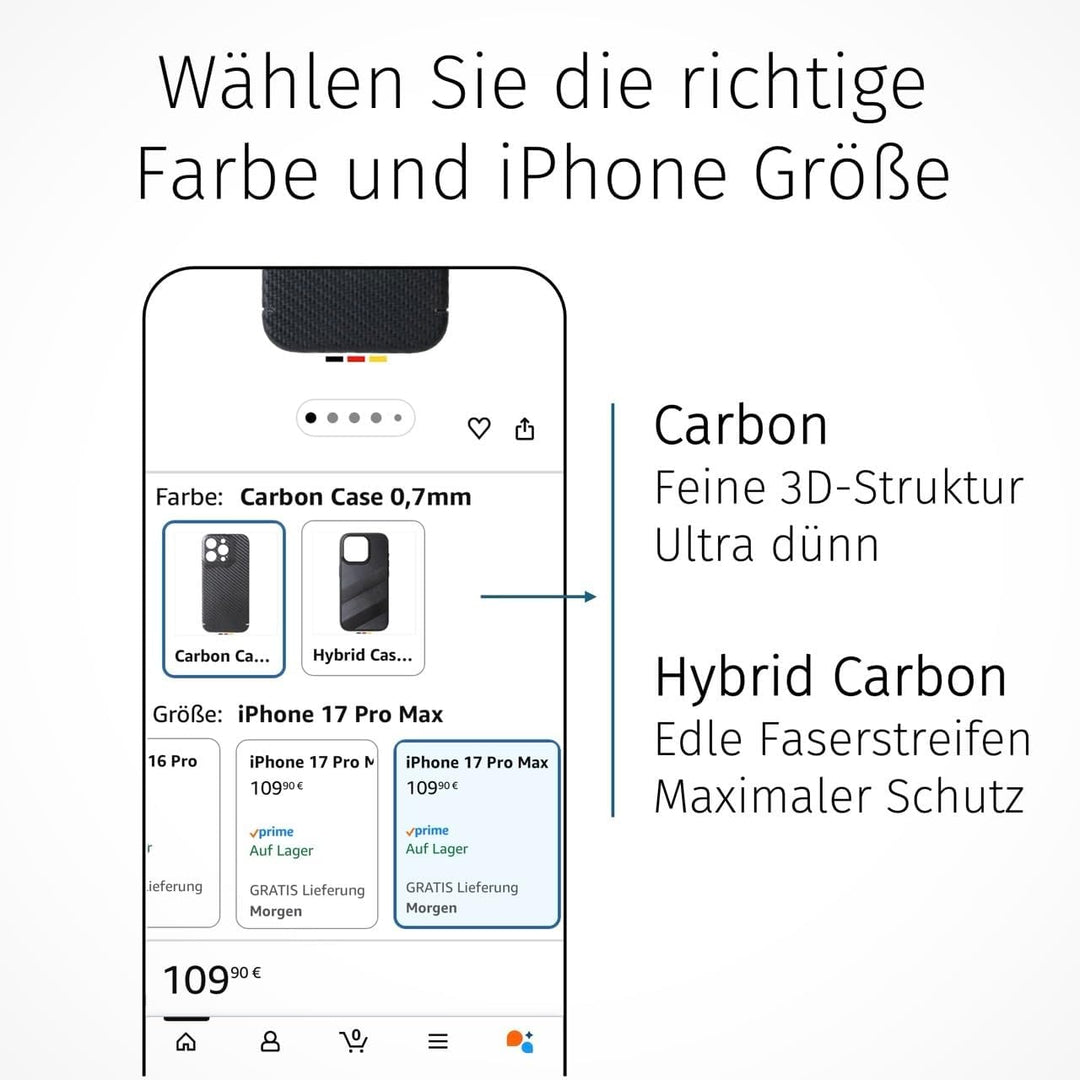 FILONO iPhone 15 Pro Carbon Hülle Ultra dünn | Made in Germany | mit Kamera-Schutz, kompatibel mit M