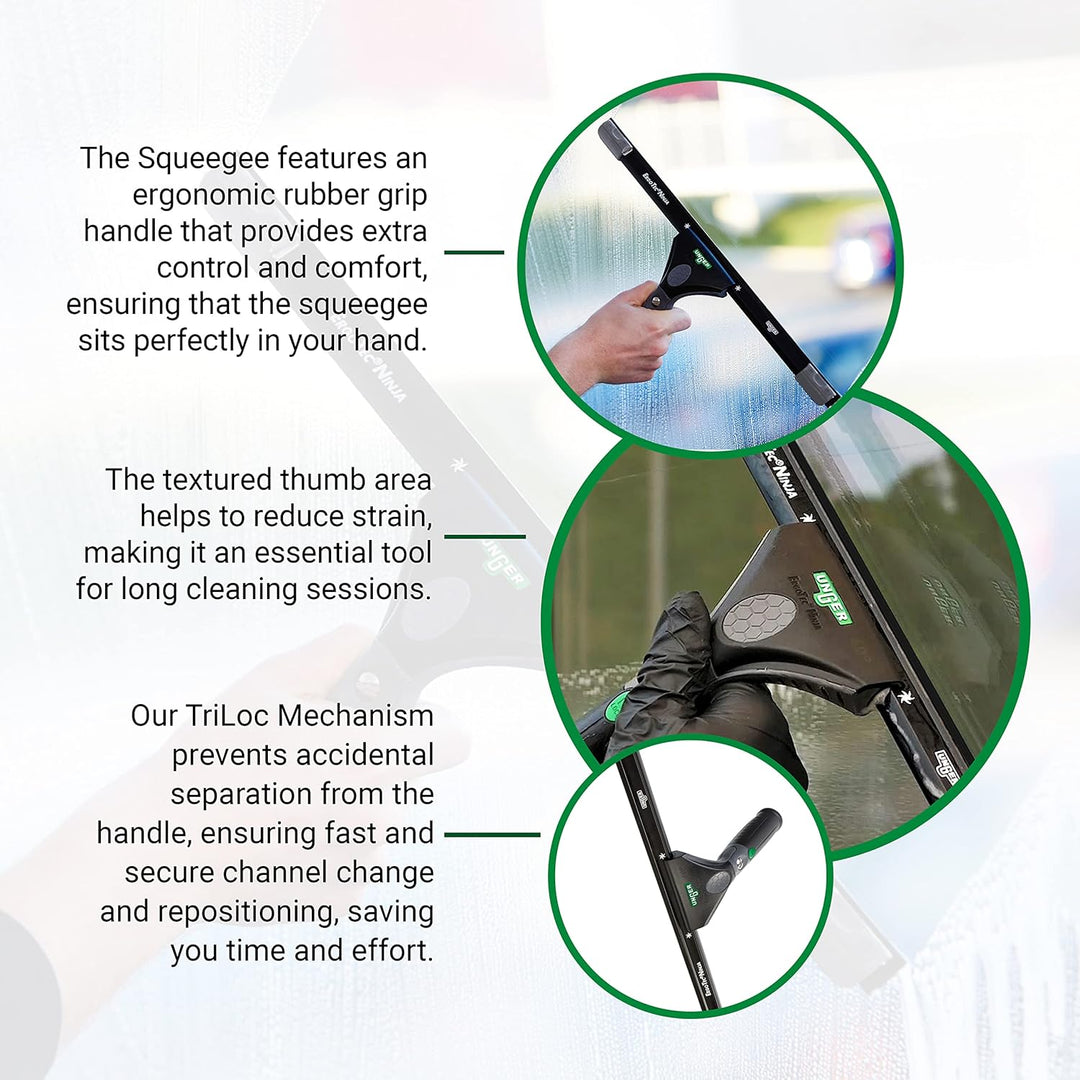 Unger ErgoTec Ninja Fensterwischer 40° (Breite 45 cm, ergonomischer Griff, mit Soft-Gummi, Zwei Gumm