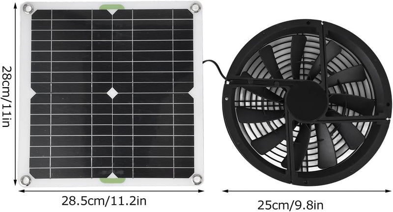 VBESTLIFE Solarpanel-Lüfter, 3000 U/min, wasserdichter Gewächshausventilator, mit Metallschutzgitter