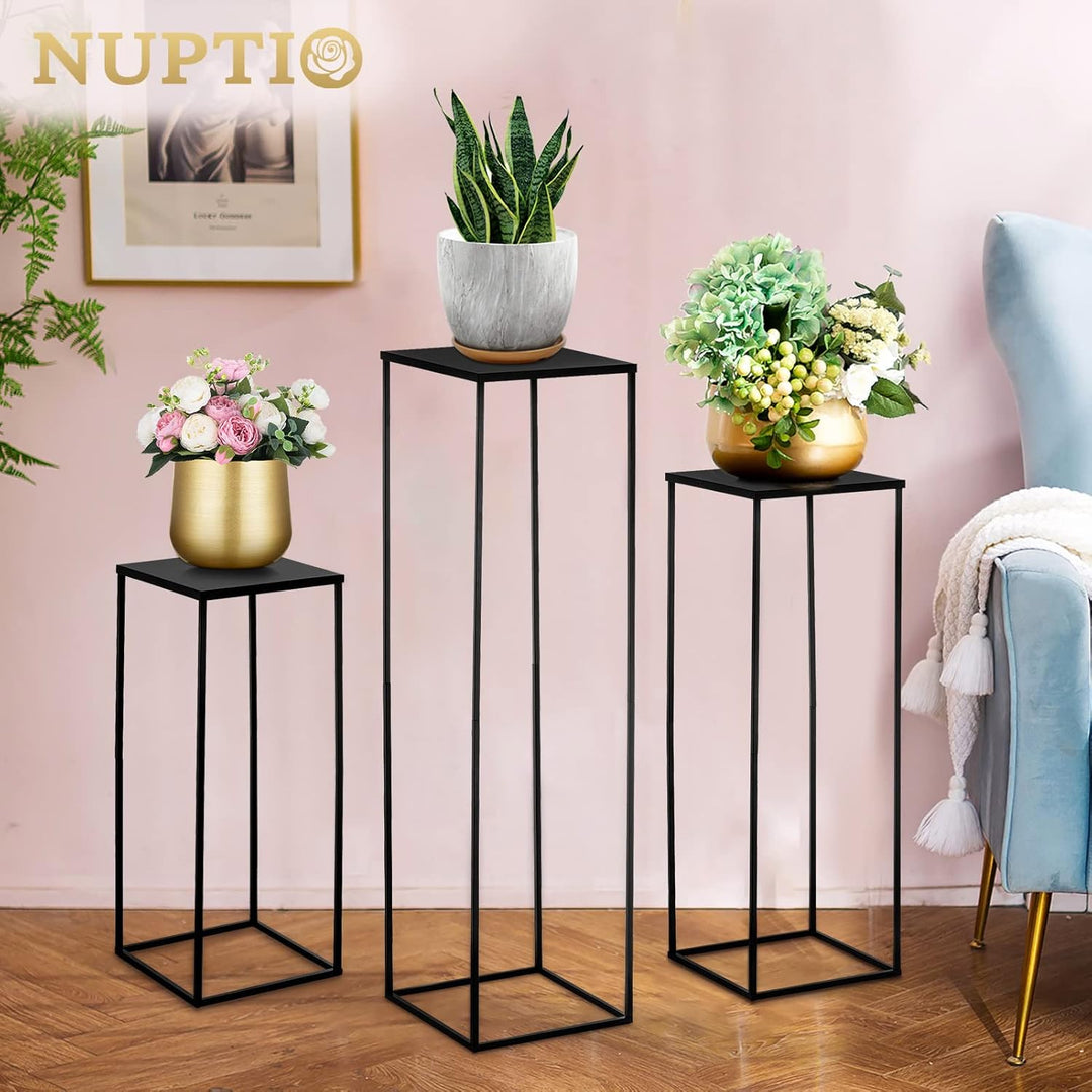 Nuptio Schwarze Vase Hochzeit Mittelstücke 3 Stück Hohe Pflanze Stehen Blumenvasen Metall Display Ti
