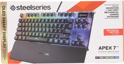 SteelSeries Apex 7 TKL - Mechanische Gaming-Tastatur – Kompakt (TKL) – OLED Smart Display – Rot Scha