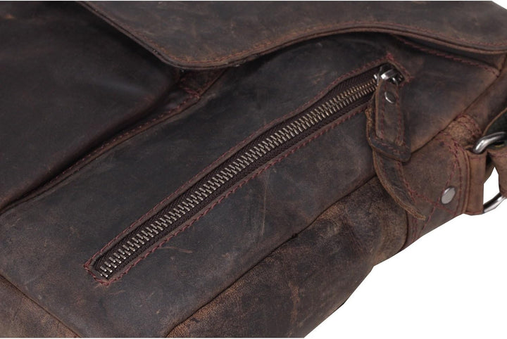 Greenburry VINTAGE Revival - Leder Umhängetasche Herrentasche Schultertasche - charcoal