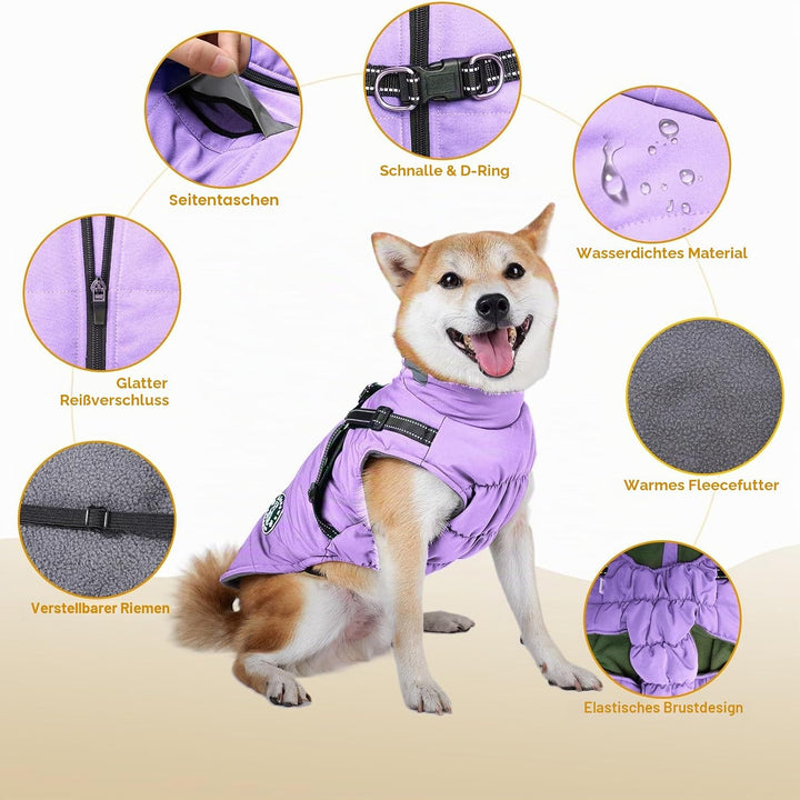 Hundemantel, Winter Hundejacke Wasserdicht Winddichte mit bauchschutz, Outdoor Hunde Wintermantel Hu