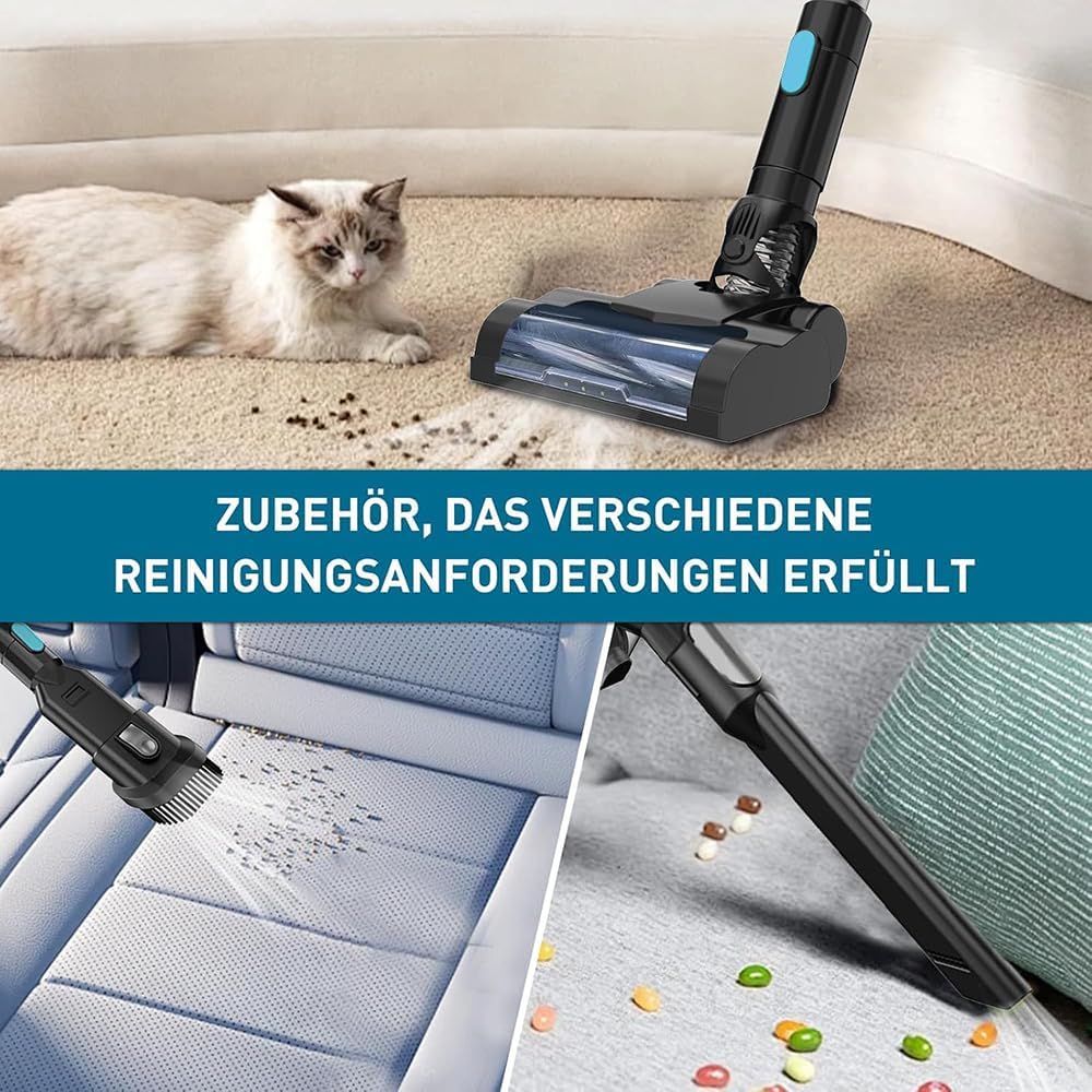 Akku Staubsauger,Ersatz für Makita 18V Akku,Staubsauger Kabellos mit 2 x 5.5AH Akku,15000Pa Stabstau
