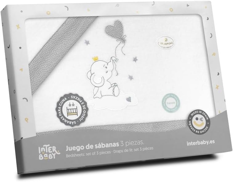 Interbaby Bettwäsche-Set für Kinderbett, 60 x 120 cm, 100% Baumwolle, warm, weich, inklusive Spannbe