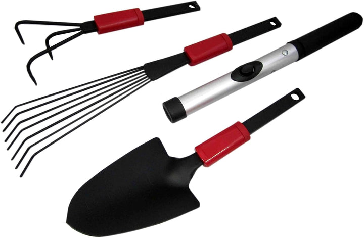 MK Handel - Gartengeräte-Set - 4-tlg. Gartenset bestehend aus Grubbler, Schaufel, Rechen und praktis