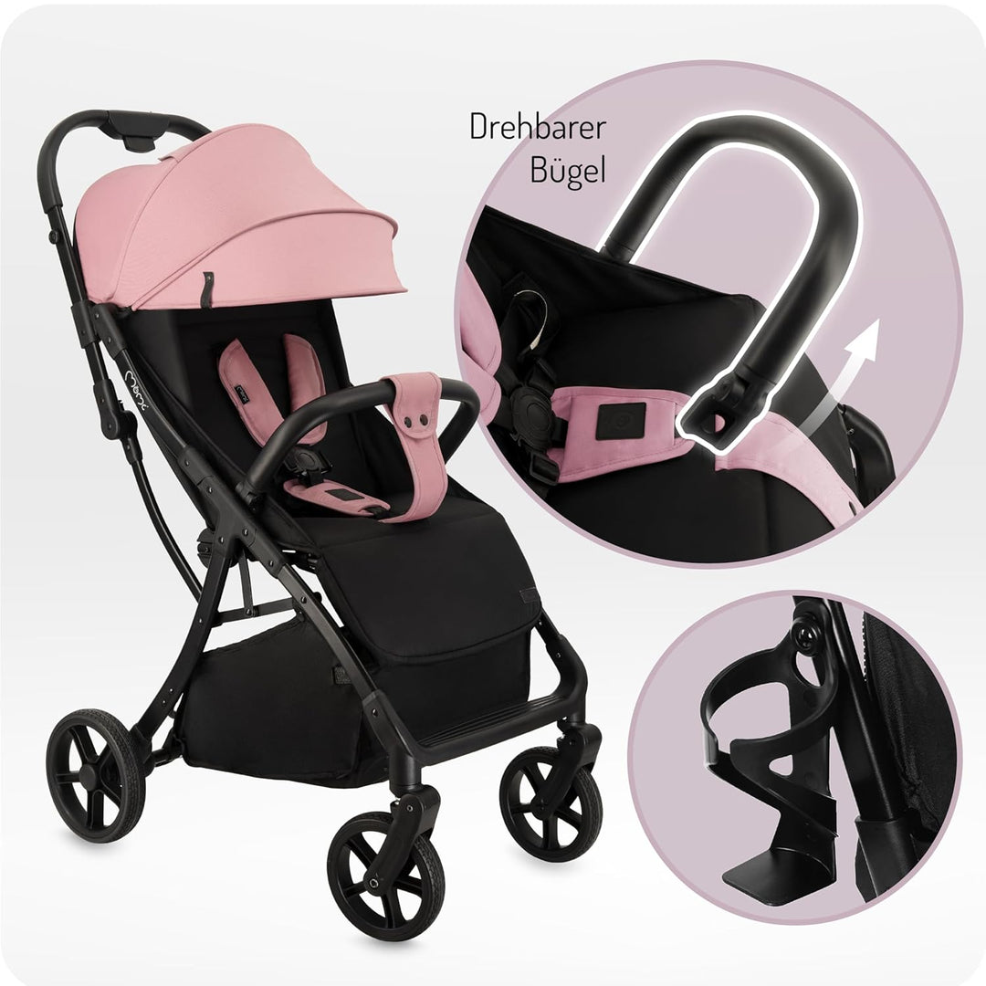 MoMi Kinderbuggy PAOLA mit automatischem Faltsystem, bis 22 kg Körpergewicht, 5-Punkt-Sicherheitsgur