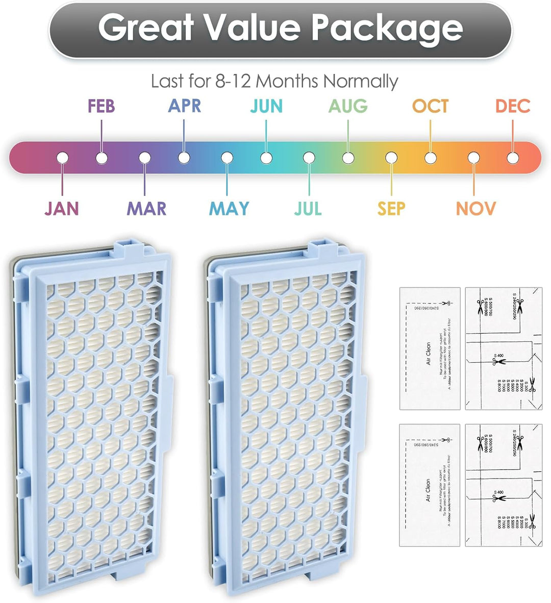 (4 Stück) Guard S1/ L1 Ersatz-HEPA-Filter Kompatibel mit Miele Guard S1/ L1, Compact C1 & C2/ Comple
