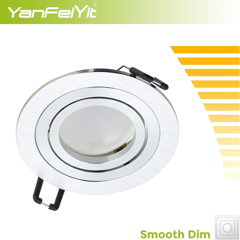 YanFeiYit 5er Set LED Einbaustrahler in Silber gebürstet rund incl. 5x 5 Watt 3000K warmweiss 230V d