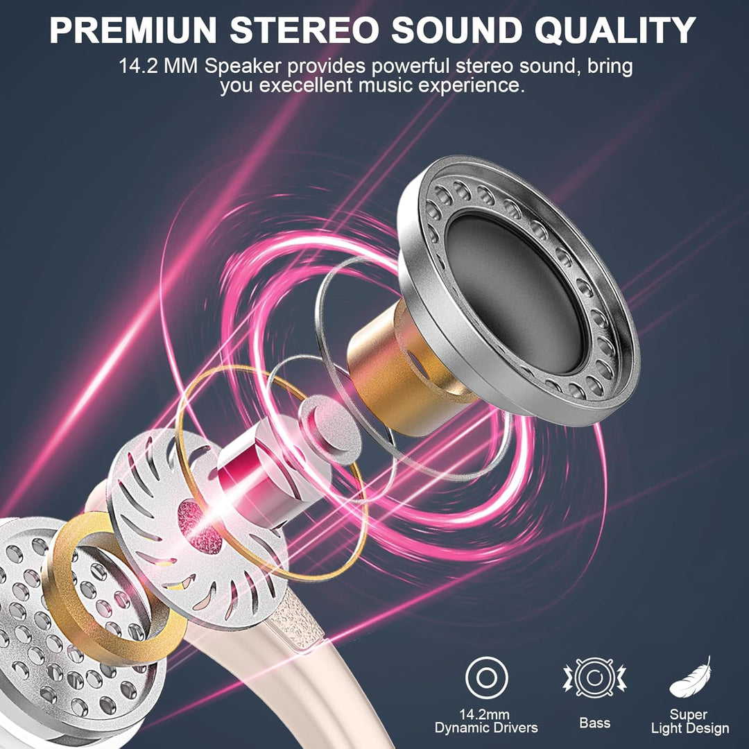 Bluetooth Kopfhörer Sport, 75Std 2025 Kopfhörer Kabellos Bluetooth 5.4, 3D Stereo Tiefer Bass IP-X8