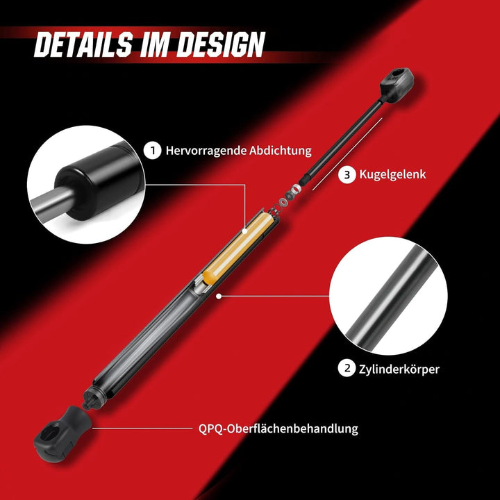 Gasfeder Heckklappe kompatibel mit VW Golf Plus 5M1 (2005–2013), OTUAYAUTO 2 Stück Heckklappendämpfe
