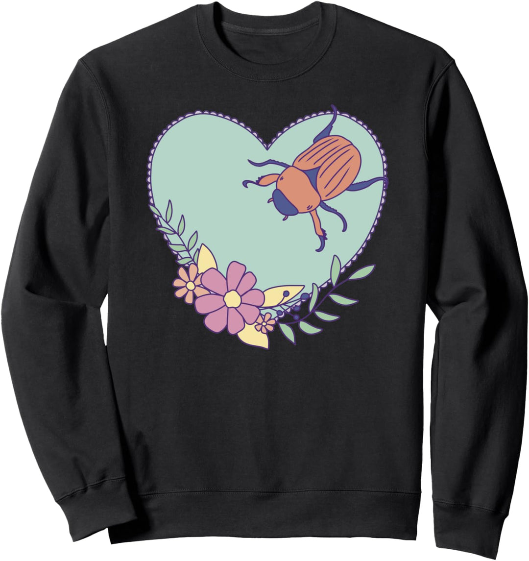 Cute June Bug Art - Insekt mit Herz und Blumen Sweatshirt