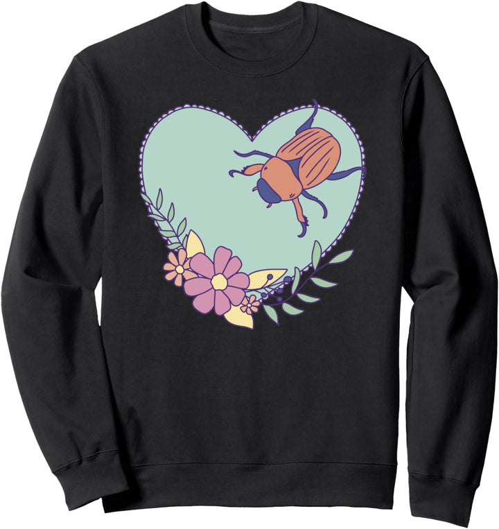 Cute June Bug Art - Insekt mit Herz und Blumen Sweatshirt
