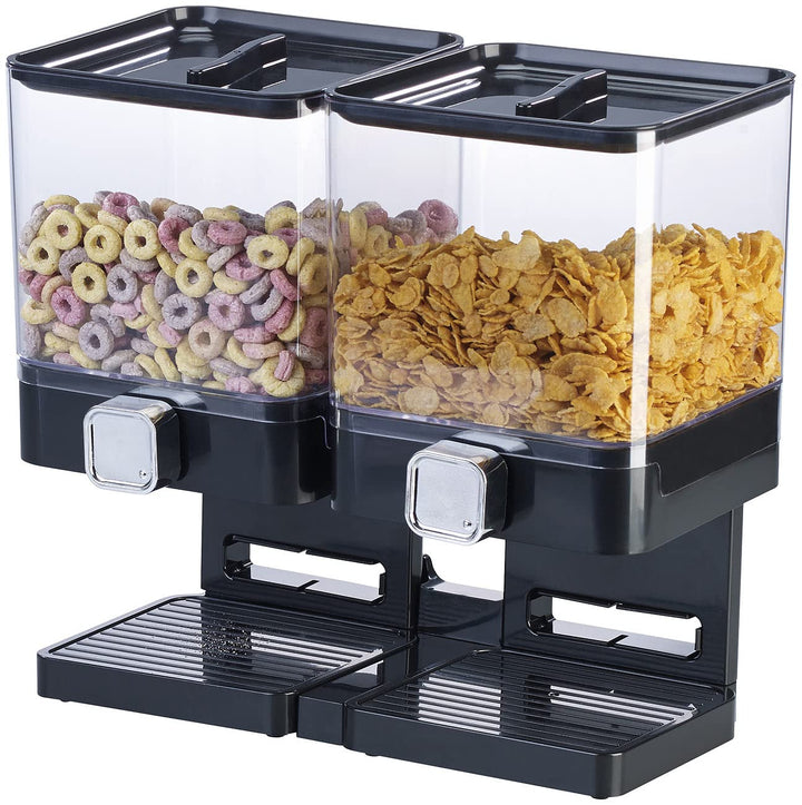 Rosenstein & Söhne Müslispender: Doppel-Spender für Cerealien & Snacks, 33,5 x 30,5 x 16,5 cm, schwa