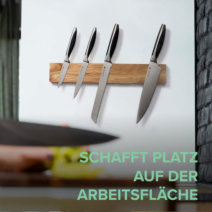 Coninx Magnetleiste Messer - 40 cm Magnet Messerhalter für die Wand - Akazienholz verkleidete Messer