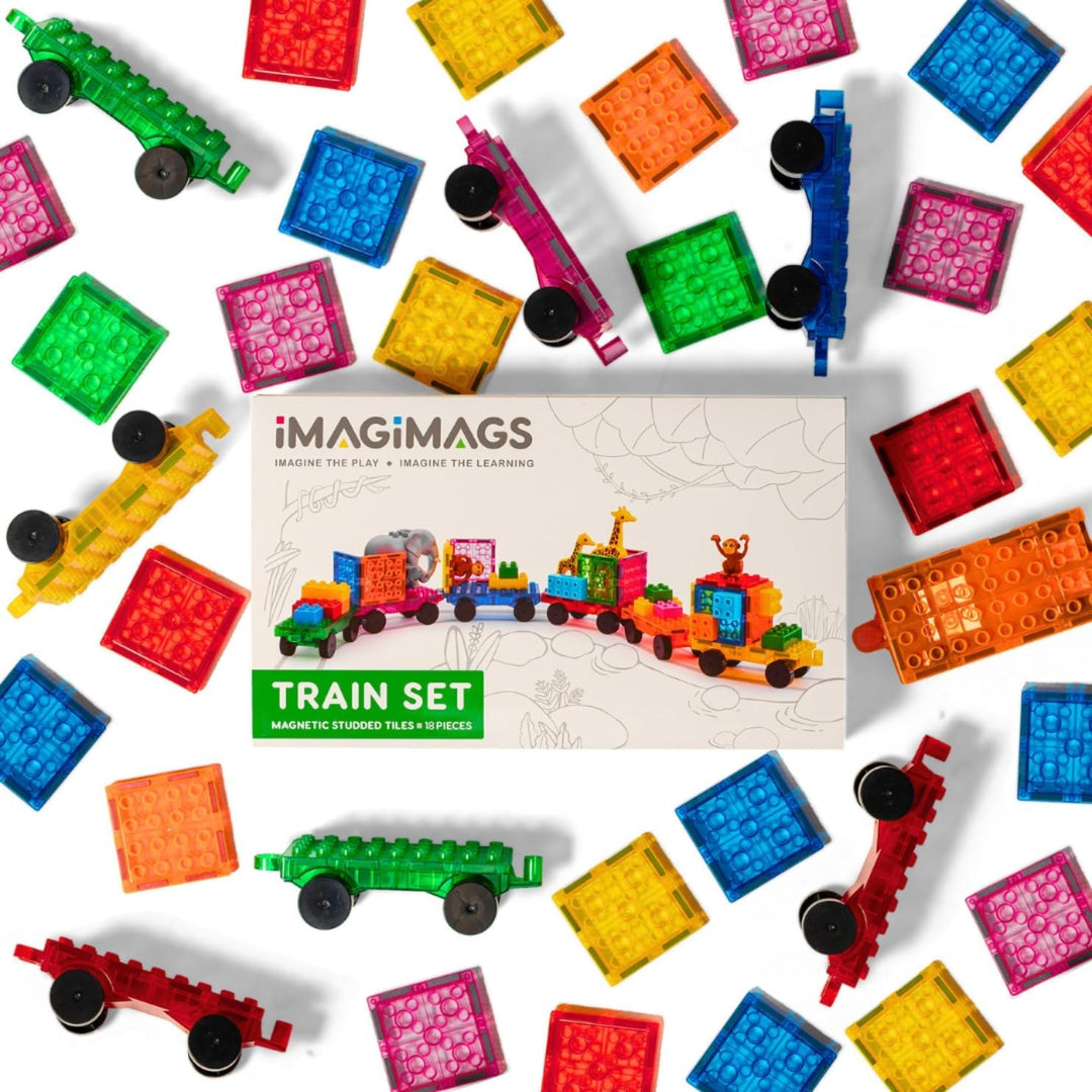 Magnetbausteine, Magnetfliesen, Eisenbahn Set 18 Teile für Jungen Mädchen Kinder, Lernspielzeug, päd