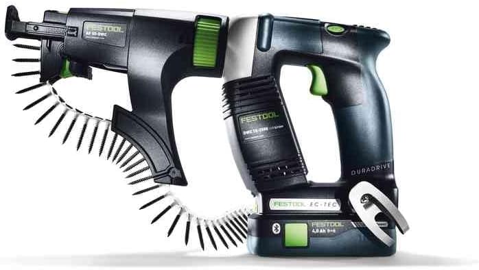 Festool Akku-Bauschrauber DWC 18-4500 Basic DURADRIVE (mit Magazinvorsatz, Tiefenanschlag, Gerüsthak