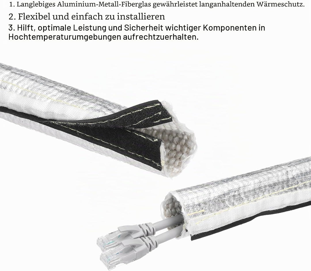 QUARKZMAN 1.5mm Dicke Aluminiumfolie Hitzeschutzschlauch 15mm Innendurchmesser Hitzeschutz Aluminium