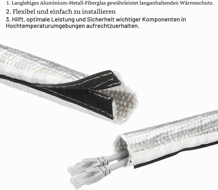 QUARKZMAN 1.5mm Dicke Aluminiumfolie Hitzeschutzschlauch 60mm Innendurchmesser Hitzeschutz Aluminium