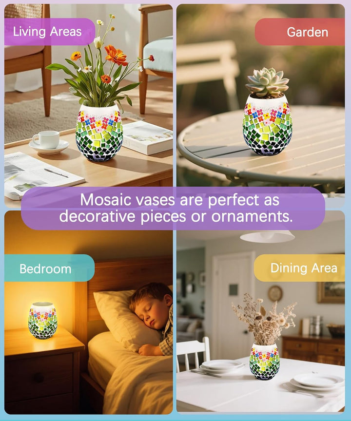 Daity Mosaik bastelset Kinder Erwachsene Glasmosaik Vase set mosaiksteine zum basteln set kann Wasse