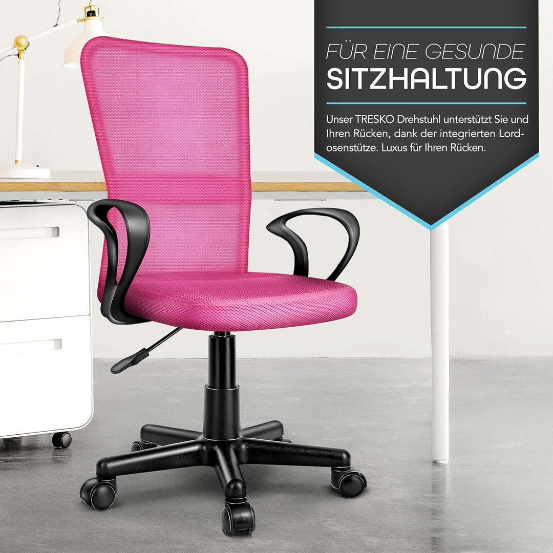 TRESKO Bürostuhl Schreibtischstuhl Drehstuhl, mit Armlehnen &amp; Kunststoff-Leichtlaufrollen, stufenlos