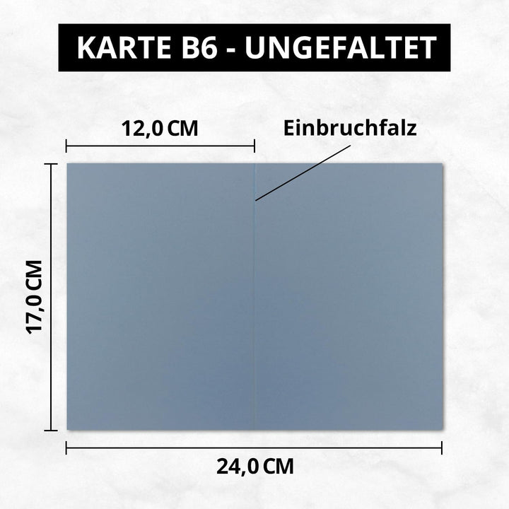 25x DIN B6 Faltkarten Set mit Umschlägen in Graublau (Blau) - 120 x 170 mm - inkl. weissem Einlege-P