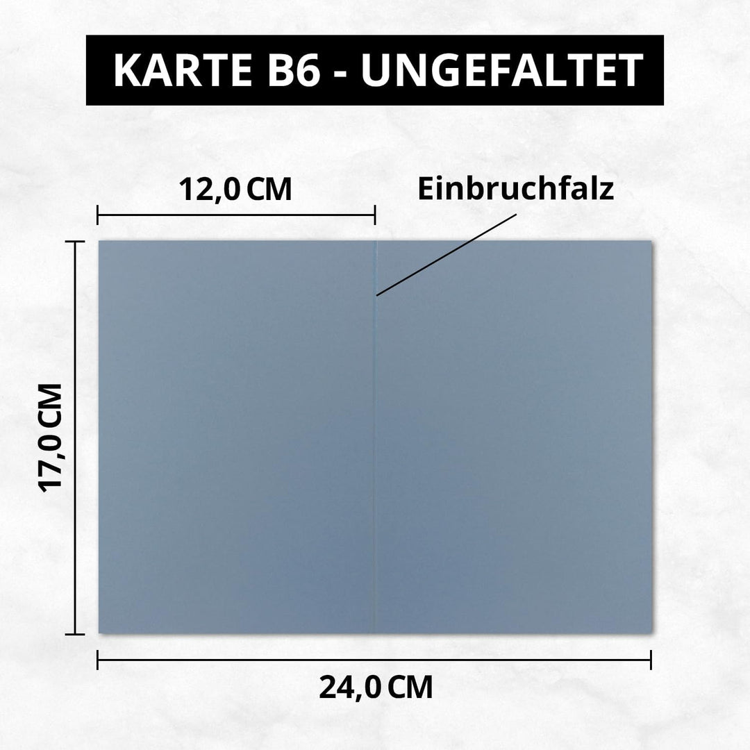75x DIN B6 Faltkarten Set mit Umschlägen in Graublau (Blau) - 120 x 170 mm - inkl. weissem Einlege-P