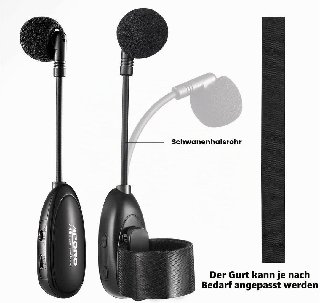 2.4G Drahtlos Flute Mikrofon Umbinden Musikinstrumente Mikrofon, Drahtloser Empfänger und Sender, fü