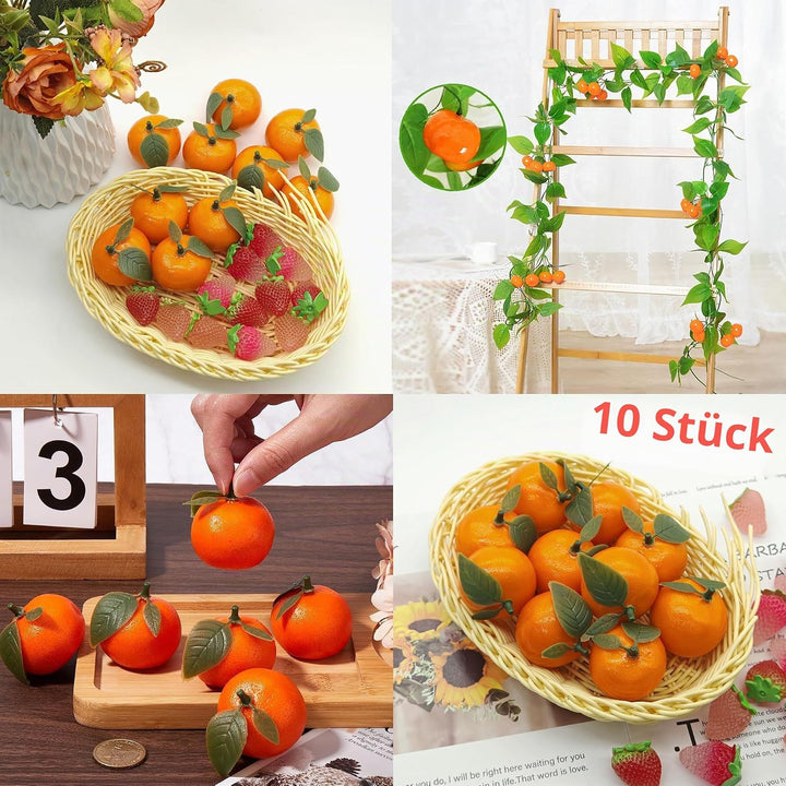 10 Stück realistische künstliche Zitrusfrüchte mit Blättern Simuliertes Orange Künstliche Orangen Si