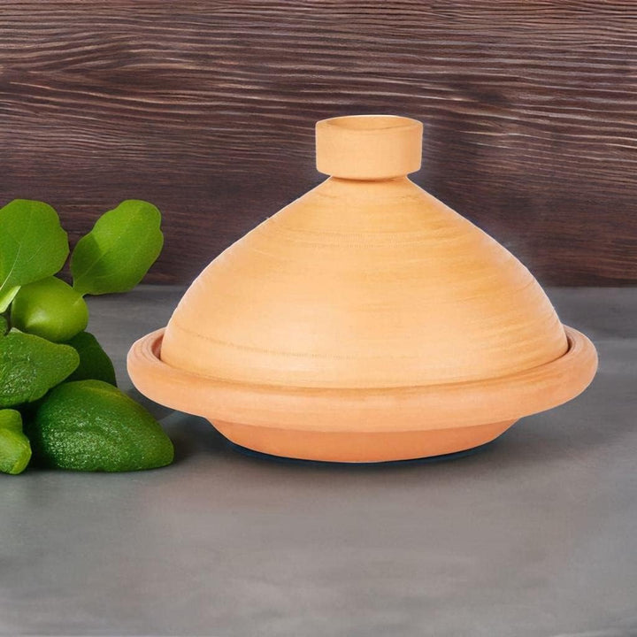 Marokkanische Tajine Topf zum Kochen | Schmortopf Unglasiert Tuareg Ø 31cm für 3-5 Personen | inklus